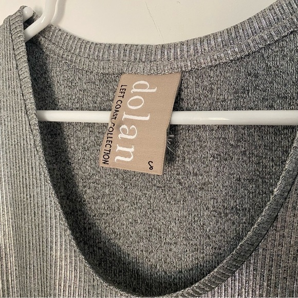 Dolan Anthropologie Silver Metallic Midi Dress Drawstring Waist, Ribbed Sz S - Picture 7 of 15